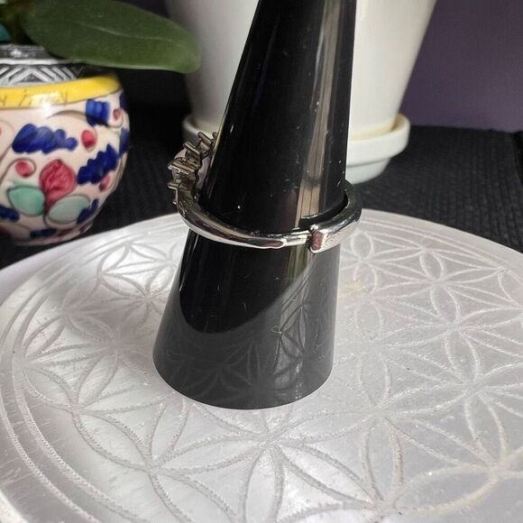 Rose Quartz Crystal Halo Cubic Zirconia Ring Adjustable Size 7.5‎ - Picture 3 of 15